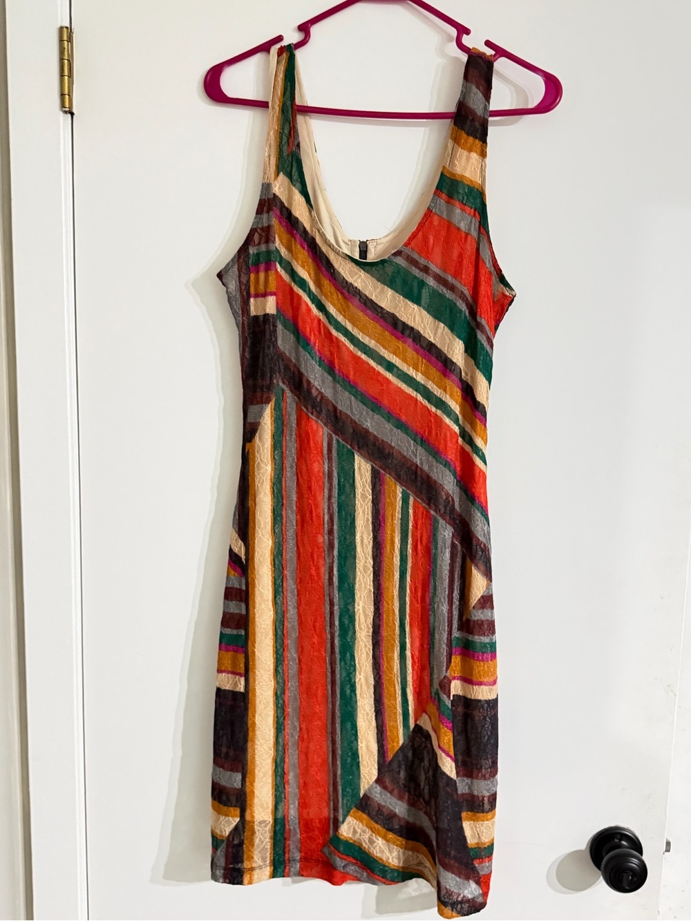 Bar III Multicolor Striped Sleeveless Dress | Size L | Boho Midi Shift Dress - Picture 3 of 3